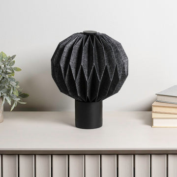 Quincy 11" Modern Minimalist Paper Pleated Orb Accent LED Table Lamp